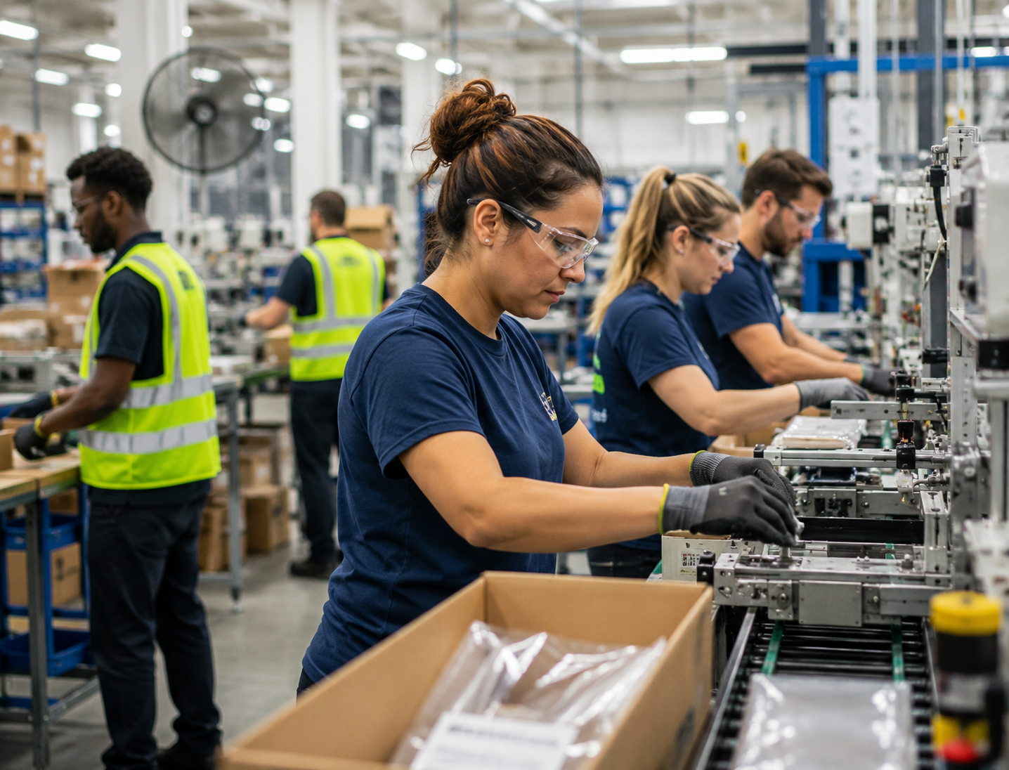 Staffing workers on a production line